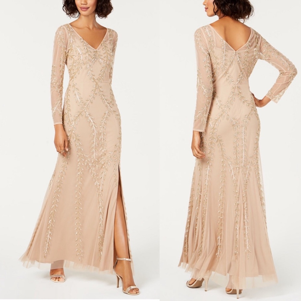 Adrianna Papell Long champagne/gold gown - Picture 3 of 11